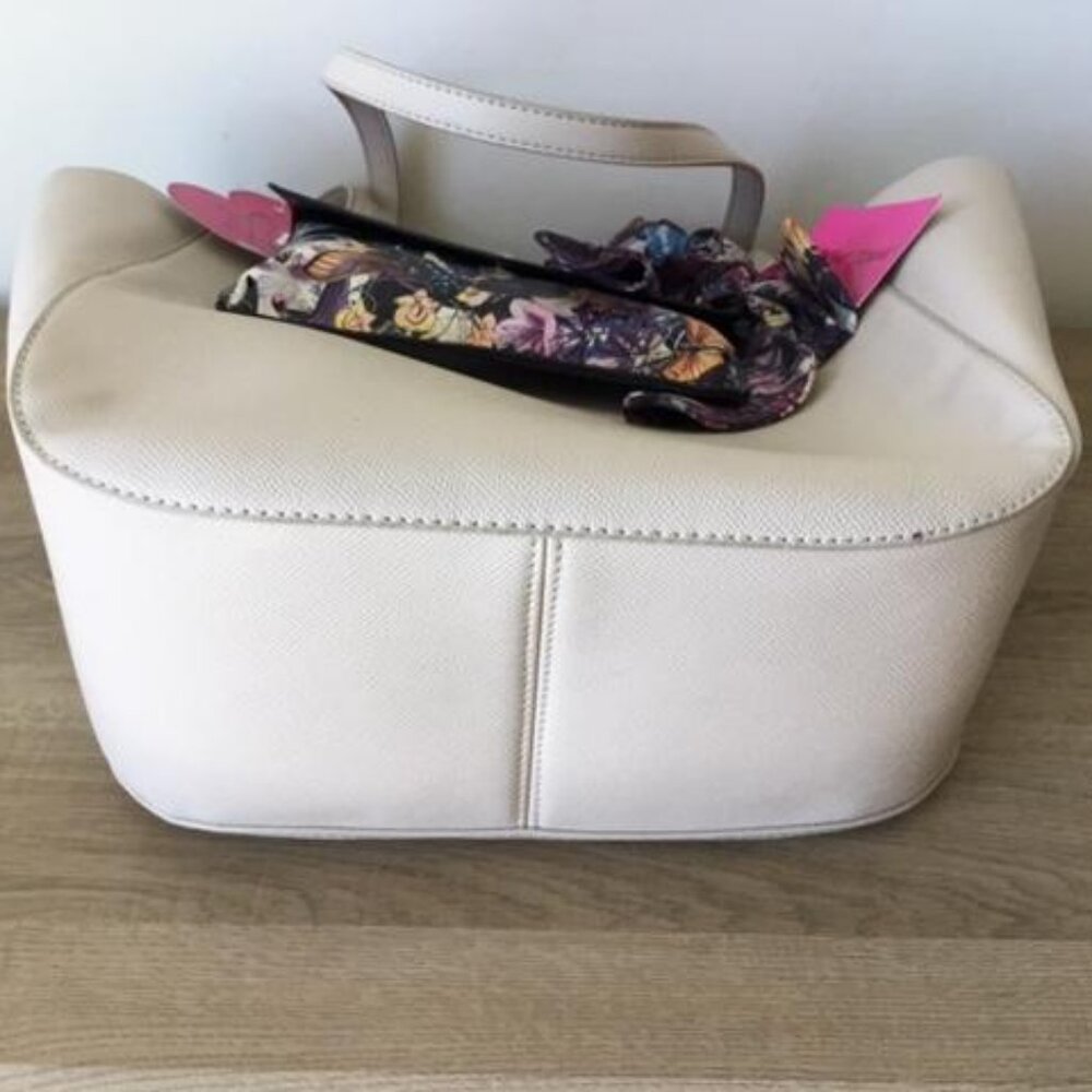 Betsey Johnson Cream Tote with Floral Scarf and Detachable Pouch - Picture 3 of 11